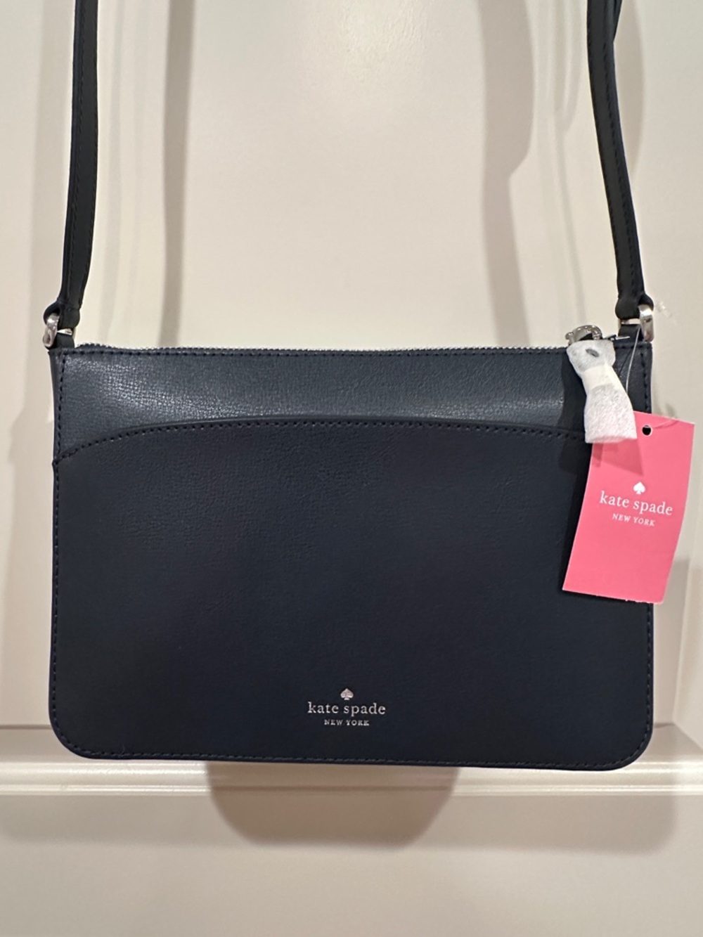 kate spade Navy Leather Crossbody Bag with Pink Tag